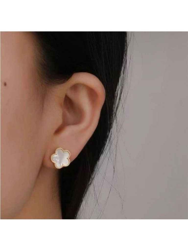 Gold Plated Stainless Steel Flower Stud Earrings